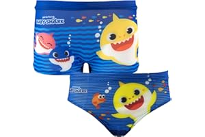 Characters Cartoons Baby Shark Pinkfong - Bambino - Costume da Bagno Pantaloncino Boxer Slip Parigamba Mare Piscina - Licenza Ufficiale