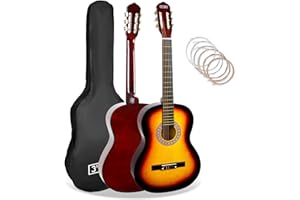3rd Avenue Pacchetto Per Principianti Di Corde In Nylon Spagnolo Per Chitarra Classica 4/4 A Grandezza Naturale - 6 Mesi Di Lezioni Gratuite, Borsa, Corde - Sunburst
