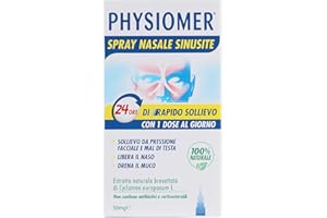 Physiomer Spray Nasale Sinusite 24 Ore di Rapido Sollievo con 1 Dose al Giorno, 50ml