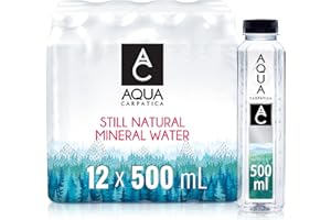 AQUA Carpatica 500ml x 12 Pure Natural Still Mineral Water - 12-Pack Bottled Water, Virtually Nitrate Free, Low Sodium, Naturally Alkaline, Natural Electrolytes, Premium Multipack 100% Recyclable