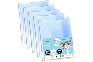 ‎PERFECT LINE perfect line - Osłony na zeszyty DIN-A4 z planem lekcji, 15 sztuk, odporne na dokumenty, z tworzywa sztucznego (PP) nadającego się do recyklingu - przezroczyste, bardzo mocne - Made in EU