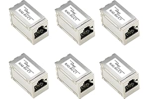 DINIC RJ45 Cat 7 Kupplung, Bulk, RJ45 2X Buchse, geschirmt, Vollmetall, Verlängerung Ethernet Kabel Cat7 Cat6 Cat5 (6 Stück)