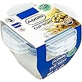 Addis Clip Tight Food Storage Containers 300 ml Square Pack Of 3 Airtight Containers Bpa Free Easy Locking Lid Clips, Clear Transparent
