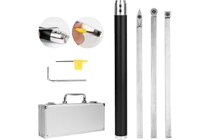 Drechseleisen,CEIEVER Drechselwerkzeuge mit Hartmetallfräsern,abnehmbarem Aluminiumgriff und Aluminium-Tragetasche Hartmetallbestückter Holzdrehwerkzeugsatz für Bastelliebhaber