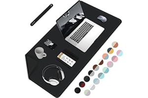 Tappetino da scrivania BLESWIN, tappetino da scrivania in pelle PU, tappetino protettivo per tavolo da scrivania, tappetino per mouse per ufficio/casa/decoro-Nero, 80cmx 40cm