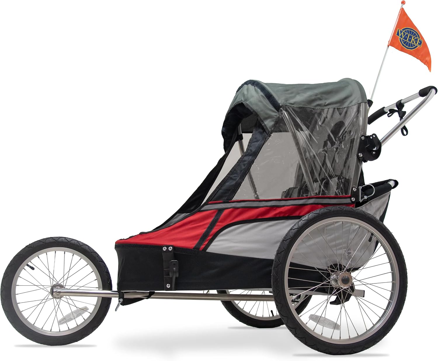 Wike Premium Double Bike Child Trailer - Red/Grey (Walk + Jogging)