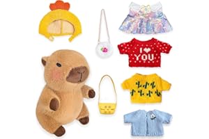 Tomatoys Peluche Capybara 33cm - Peluche de Capibara o Carpincho Realista con Traje, Almohada o Juguete Suave, Juguete Lindo para Niños y Niñas, Amantes de los Animales (Vestido)