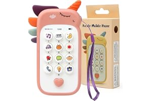 Bambebe Telephone Portable pour Enfant Fille Garcon, Jouets Bébé 18 Mois, Téléphone Bébé avec Lumières et Melodies, Cadeau Éducatif Sensorielle Précoce pour 18 Mois (Anglais Version)