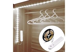 KEYAWAY Striscia Luminosa LED sensore di movimento,Luce LED da guardaroba,Batteria Caricata Luce Notte LED per Armadio,Scale, Corridoio, Cucina, Garage (Luce fredda, 2 metri)