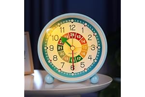 MITENING Kinderwecker Digital - Lautloser Lernuhr für Mädchen und Jungen, Analog Kompakt mit Nachtlicht, Ohne Ticken, Batteriebetrieben, Reisewecker (Blau)