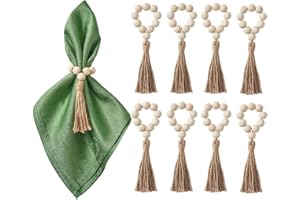 ARROMI 8 pcs Christmas Napkin Rings, Elegant Beaded Table Decor for Holiday Parties, Wedding Receptions, and Formal Dinners, Adds Festive Touch to Your Table Setting ﻿
