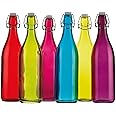 BENTEX LUXURY GLASSWARES Polypropylene Glass Color Water Bottle with Cork (Set of 4, 1000 ml, Multicolour)