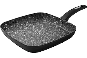 Zanetti Padella Grill Durapietra Black, Bistecchiera Antiaderente, Adatta Anche a Induzione, 28 x 28 cm, Colore Grigio Scuro Metallizzato