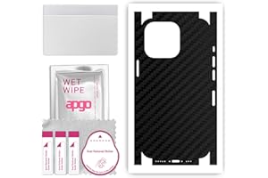 apgo Protecteur Skin, Autocollant, Peau, film en vinyle structuré pour ARRIÈRE + CÔTÉS au modèle Apple iPhone 13 Pro avec motif Noir de carbone