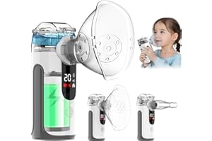 HABOWN Aerosol Portatile Silenzioso a Ultrasuoni – Macchina per Aerosol Adulti e Bambini con Batteria Ricaricabile 1200mAh, Nebulizzatore Inalatore con 2 Maschere e Boccaglio per Casa e Viaggio (Grigio)