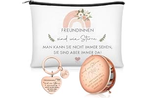 Xuniea Geschenkset für Freundinnen mit Kosmetiktasche, doppeltem Reisespiegel und Schlüsselanhänger, Freundschaftsgeschenke für Geburtstag, Weihnachten und besondere Anlässe für Frauen