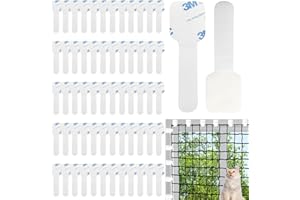FIHODONE Protection Fenetre Chat sans Percer, 60 Pièces Attache Cable Adhesif, Attache Cable Mural Intempéries, Crochet Fixation Filet Chat 3M pour Filet Chat Balcon Filet Anti Oiseaux