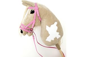 HORSE & TOYS Hobby Horse - Cavallo hobby, formato A3 (cavallo su un bastone) (beige)