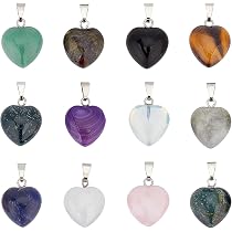 Nupuyai Collana con ciondolo a forma di cuore in cristallo curativo da
