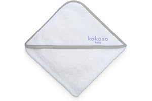 Kokoso Baby Organic Cotton Baby Towel - Dry and Protect Your Little One’s Delicate Skin - Made with Low-twist, Eco-friendly Yarn - Cute Unisex Design - 75cm x 75cm