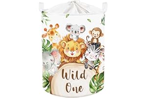 Clastyle Ceste Biancheria Bambini Animale Tropicale Cestino Giocattoli Vestiti per Ragazzo Ragazza Cestino Portaoggetti per Bagno Cameretta Bucato, Leone Selvatico, 36 * 45 cm