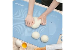 Parmedu Extra Große Verdickte Silikon-Teigunterlage: 80x60cm Antihaft-Knetmatte mit Aufbewahrungsgurt & Teigschneider Hitzebeständige Silikon-Backmatte Arbeitsplattenmatte Rutschfeste Teigausrollmatte