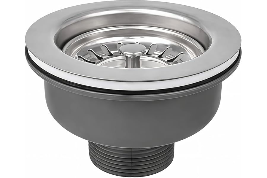 SopimusZ 110mm Sink Waste, Stainless Steel and PVC Kitchen Sink Basket Strainer Plug Waste Basket Sink Waste 1½