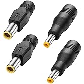 PNGKNYOCN DC-Netzsteckeradapter, 2 Stück DC 8mm Stecker auf DC 5,5mm x 2,1mm Buchse und 2 Stück DC 5,5mm x 2,1mm Stecker auf