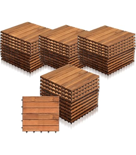 Tidyard Set van 10 hardhouten tegels, terrastegels, antislip, van