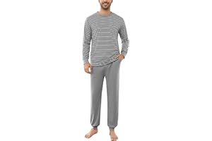 Aseniza Pyjama Homme Hiver Ensembles de Pyjama Coton Manches Longues Vêtements De Nuit Vêtements de Détente Doux Loungewear