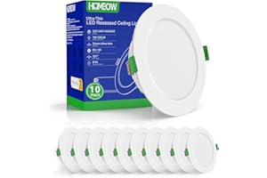 HOMEOW 12 x wpuszczane reflektory LED do płyt gipsowo-kartonowych, 220 V 7 W 6000 K zimne światło wewnętrzne reflektory LED wpuszczane, IP44 reflektor łazienkowy, średnica 118 mm, średnica otworu 95