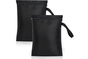 OTraki 2PC Bolsas Ropa Mojada, 30x40 CM Impermeable Bañador Mojado, Sucia con Cremallera, Bolsa Sucia Gimnasio, Wet Bag para oallas de Playa, Ropa Deportiva, Pañales(Negro)