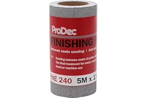 ProDec 5m Roll 240 Grit Fine Grade Finishing Paper for Sanding Between Coats and Automotive Sanding - 115mm Wide Abrasive Paper Roll Compatible with Machine Sanders & Hand Sanders