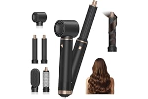 VEFACION 5 in 1 Airstyler 1000W Warmluftbürste Set Haarstyler Rundbürstenföhn, Lockenstab Automatisch, Glätten, Locken,Trockenes Haar