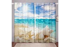 LOUSSIESD Starfish Conch Finestra Dreapes Ocean Marine Tenda Creature Mare Tende Finestra per Bambini Bambini Ragazzi Ragazze Microfibra Trattamenti Finestra Hawaiian Sealife Decorazione Camera W46* L54