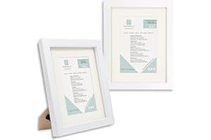 ENMARKALIA DECORACION Marco de fotos (pack x2), color Blanco, tamaño 20x25 cm con paspartú de 15x20 cm, soporte de pie, colagador horizontal y vertical para montaje en pared, moldura de 18x18mm y cristal , X2 Uds