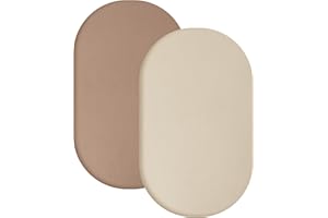 ‎YOOFOSS Yoofoss 2er Set Musselin-Baumwolle Spannbettlaken Kinderwagen Baby Bettlaken Beistellbett 90x55 cm Stubenwagen Matratzenbezug für Babybett(Beige Hellbraun)