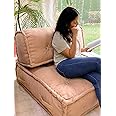 Priti - Beige Brown Cotton Living Room Lazy Floor Sofa Large Size for Seating Meditation Yoga Pooja Guests Living Room Sofa