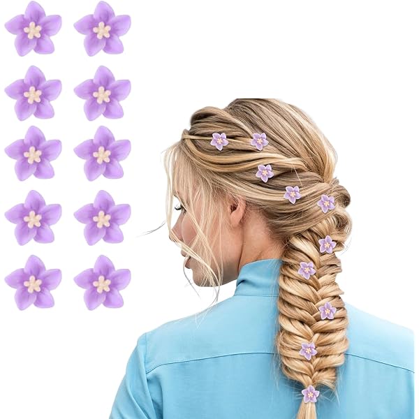10 Stück Mini Blumen-Haarklammer – Kleine Lila Blüten Aus Acryl, Haarspangen Für Frauen & Mädchen, Hochzeit Zubehör