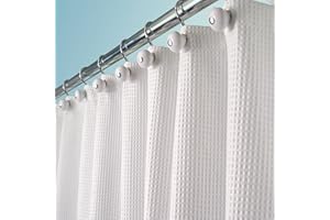mDesign Cortina de ducha original – Medidas 180x180 cm – La cortina de ducha de algodón que le da un toque diferente a tu cuarto de baño – Color: blanco