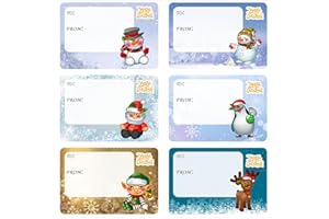 WOHISWOZIJI Christmas Labels Stickers 120Pcs Xmas Present Gift Labels Christmas Self Adhesive Gift Stickers Xmas Name Tags for Present Cards Envelope Bags