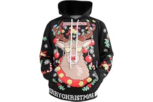 maxToonrain Christmas Jumper Hoodies Funny 3D Printed Long Sleeve Front Pocket Pullover Long Sleeve Jumpers Sweatshirts for Unisex