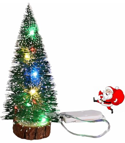 9 Mini Alberelli Di Natale Artificiali Con Base In Legno - 3 Misure - Sisal Verde - Decorazione Fai Da Te - 5