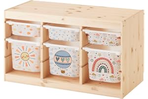 MilaBoo® Premium vinyldekalsset, perfekt passform för Ikea Trofast Regal – paket med 6, boho- och beigetoner – dekorativa fil