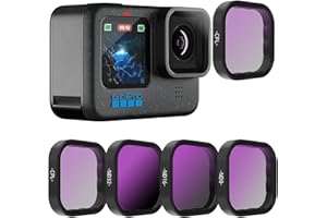 REYGEAK Set di 4 filtri per lenti CPL ND8 ND16 ND32, compatibile con GoPro Hero 12 Black/Hero 11/10/9 densità neutra e polarizzante per obiettivi Go-Pro Hero 12/11/10/9