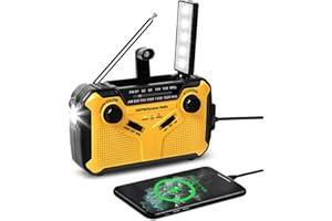 Corpower Radio de Emergencia Radio Solar Portátil FM/Am Manivela de la Mano Radio con 2500mAh Battery como Power Bank, LED Linterna/Lampara de Lectura/Alarma SOS para Acampar y Caminar