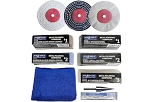 PRO-MAX PROFESSIONAL QUALITY TOOLS Aluminium Alloy Brass Steel Metal Polishing Buffing Kit 10pc 4" x 1/2" Pro-Max