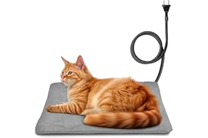 petnf Coussin Chauffant Auto-Régulant pour Animaux - Idéal pour Chats, Chiens, Chaton et Chiot - Câble Anti-Morsure - Gris, 40 x 50 cm