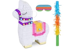 Pacchetto Birchio lama Pinata con una benda e una mazza (42 x 34.5 x 10 cm), alpaca pinata perfetto per feste di compleanno, bambini, decorazioni
