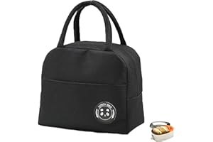 HHZZXCDH Kühltasche Klein Lunchtasche Kleine Lunchbox Tasche Faltbare Kühltasche Isolierte Tasche Tragbare Lunchbox Kühltasche Lunchbag Kühltasche Kleine Lunch-Tasche Reise Arbeit Schule Picknick(Schwarz)
